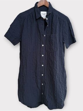 Abercrombie & Fitch Button Down Shirt Textured Gauzy Dress with Pockets Size XS